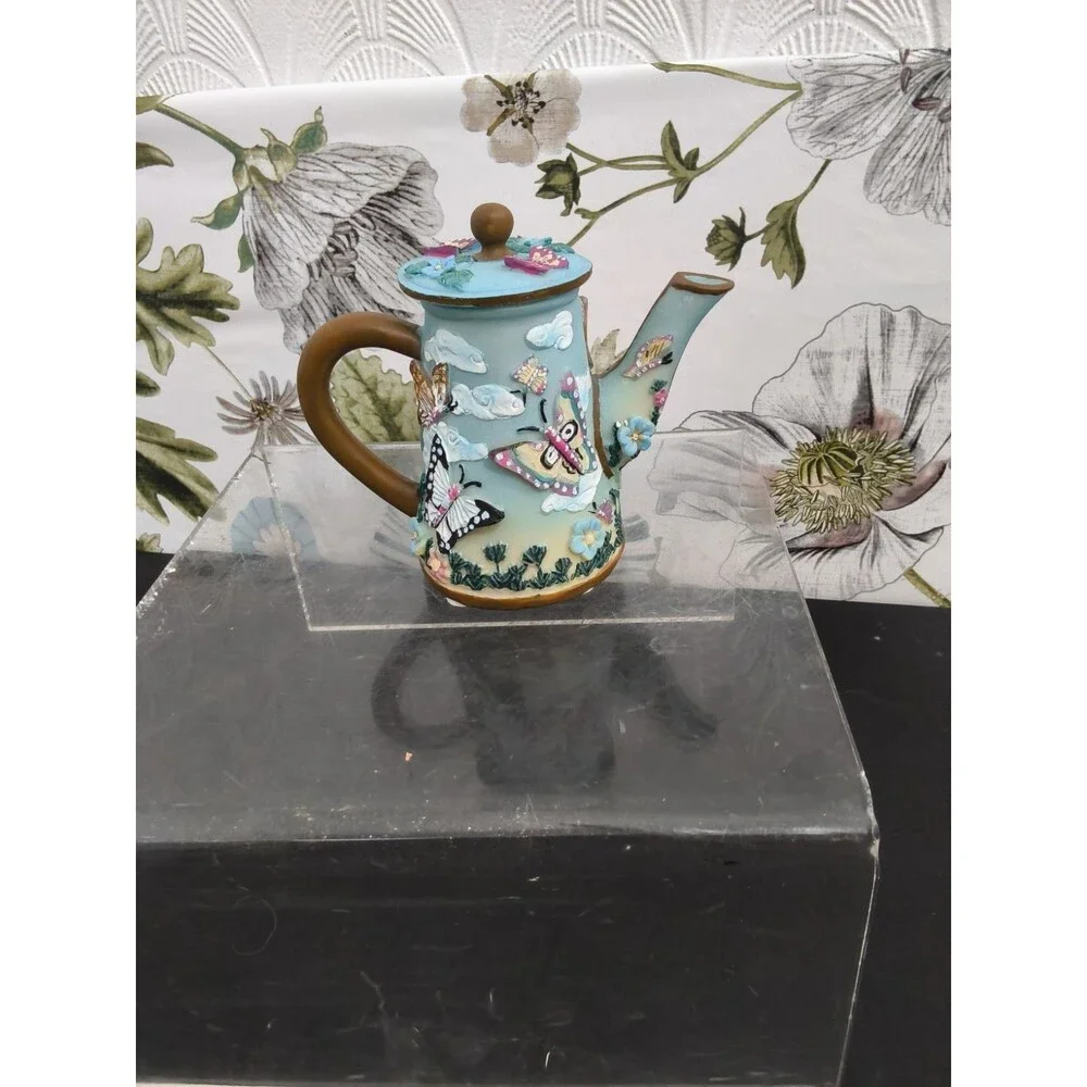 Vintage Miniature Butterfly Teapot with lid 4